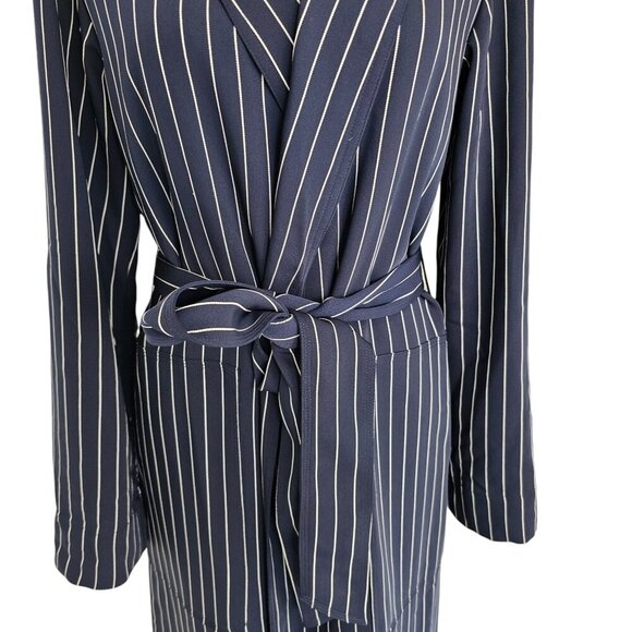 Babaton Aritzia New Kahlo Pin Stripe Navy Blue Robe Sz XS - Picture 7 of 16